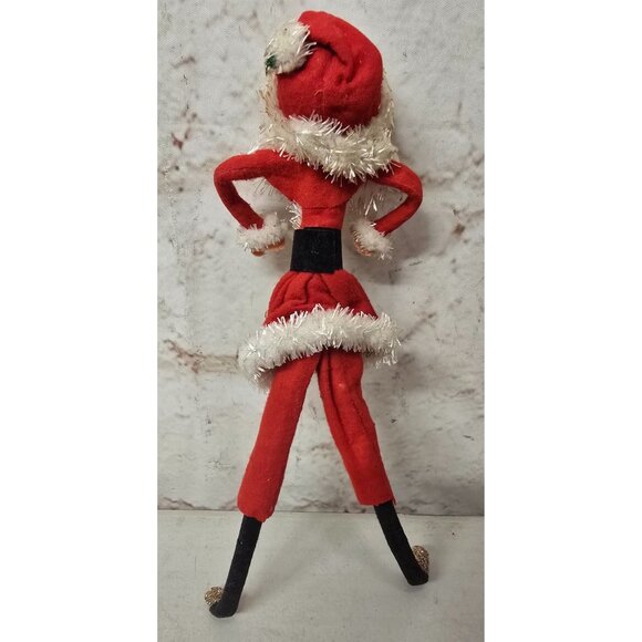 9" Vintage Santa Claus Doll Red Suit & Glitter Shoes Skinny Pipe Cleaner Japan - Picture 6 of 6